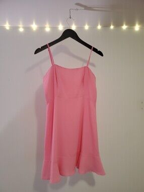 Coral Pink Mini Dress Ruffle Bottom
